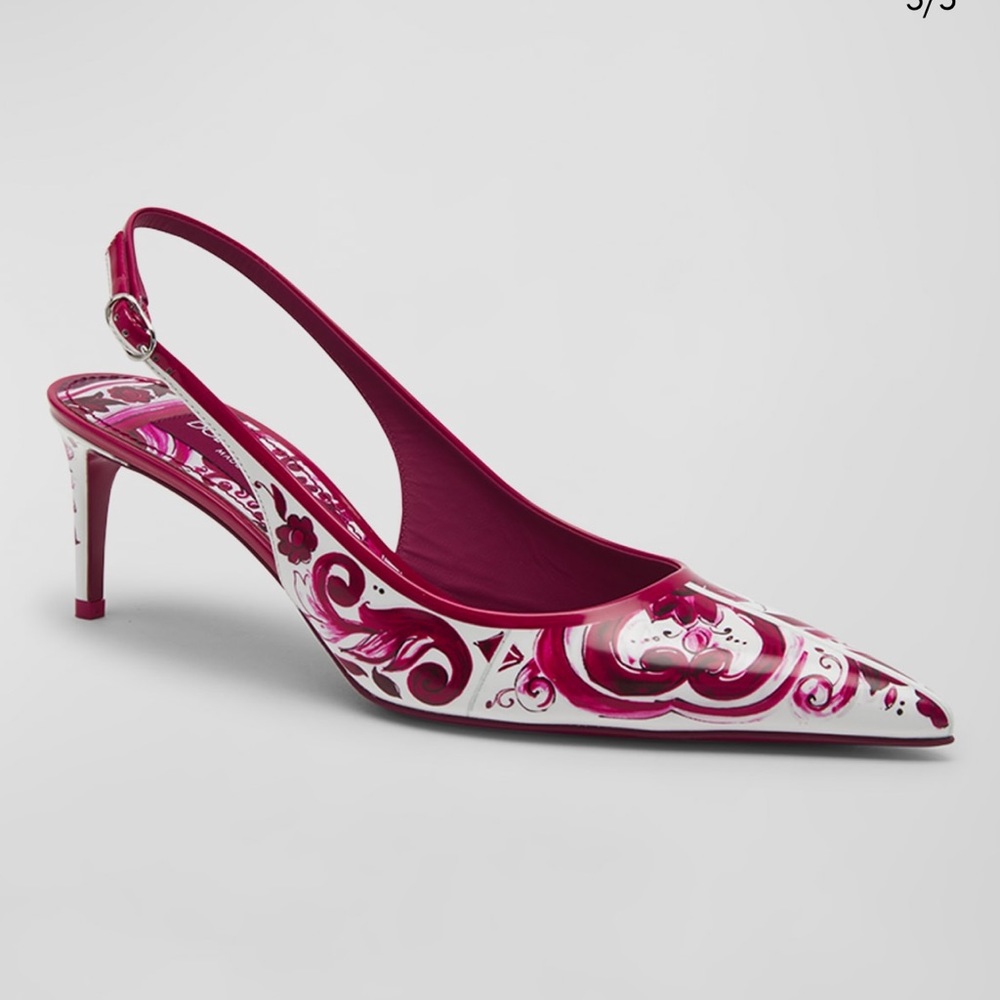 Dolce&Gabbana
60mm Printed Leather Slingback Pumps